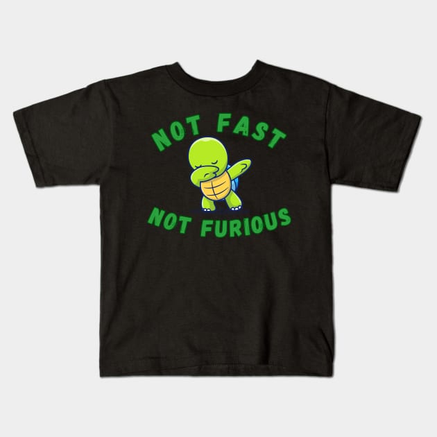 Tortoise not fast not furious Kids T-Shirt by Cammy crown